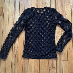 Black Long Sleeve Mesh Top